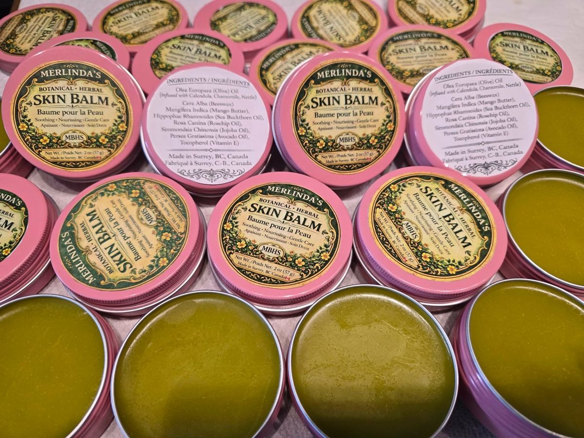 Merlinda's botanical skin balms in tins